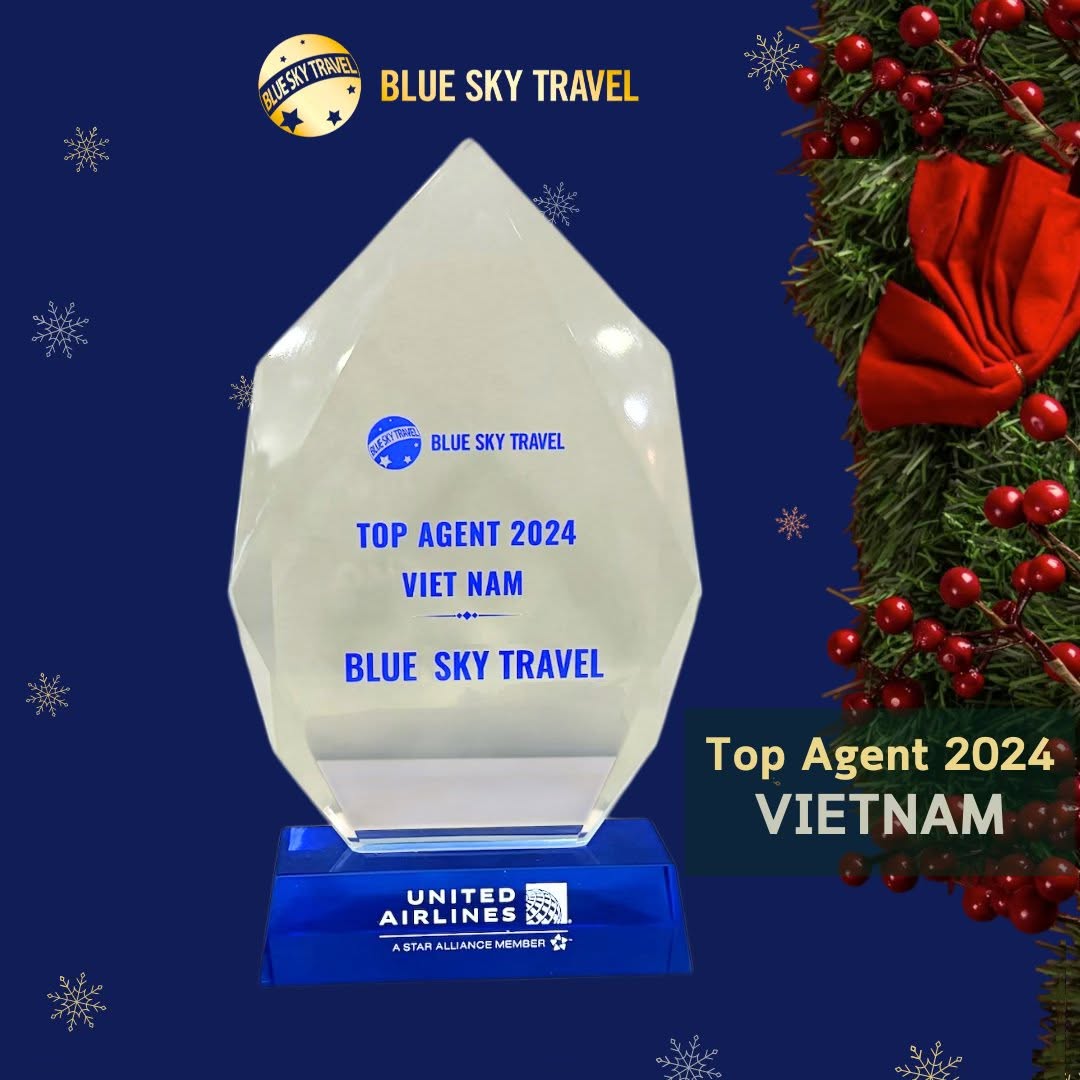 Giải thưởng "Đại lý du lịch hàng đầu 2024 tại thị trường Việt Nam" đến từ Hãng hàng không United Airlines.