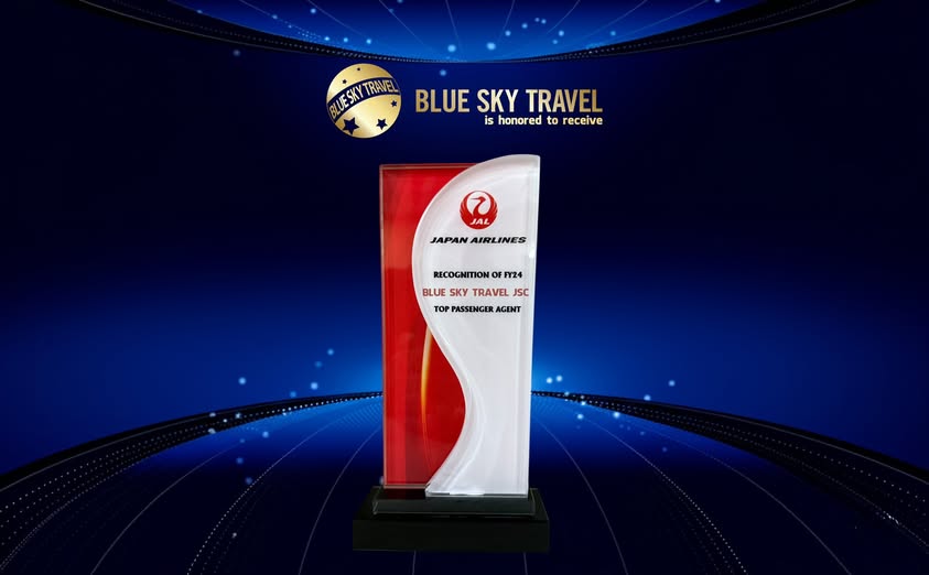 Giải thưởng "TOP PASSENGER AGENT FY2024" đến từ đối tác Japan Airlines.