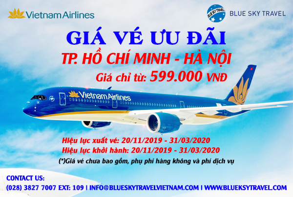 Bay không hành lý ký gửi, giá hấp dẫn trên Vietnam Airlines chặng Hà Nội - TP Hồ Chí Minh 