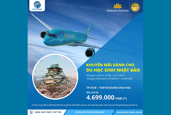 Vietnam Airlines khuyến mãi dành cho du học sinh Nhật Bản