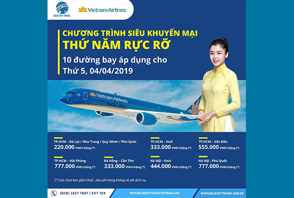 Khuyến mãi lớn từ Vietnam Airlines: 10 chặng bay nội địa